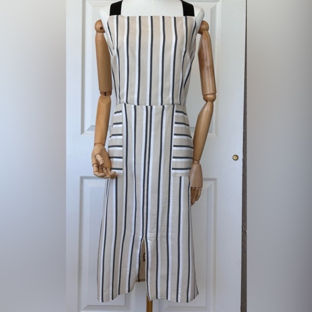 ASOS Women’s Vertical Striped X Back Midi Dress Neutral Palette‎ Size 10 NWT
